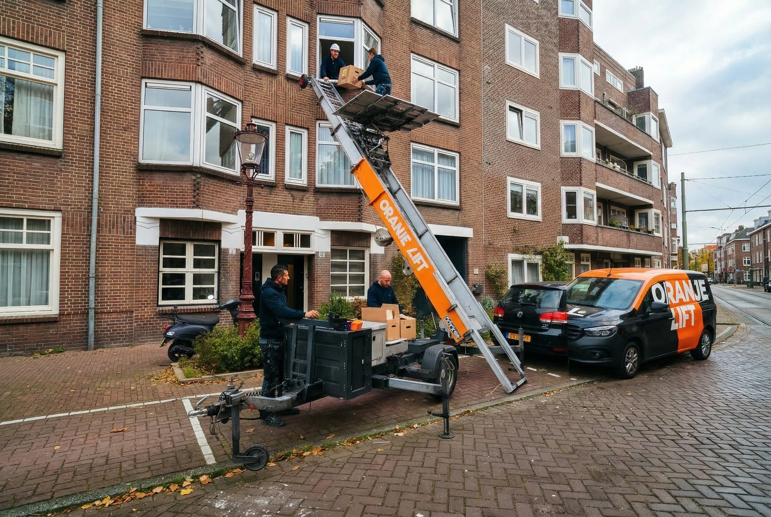 Verhuislift in actie bij woning in Veenendaal