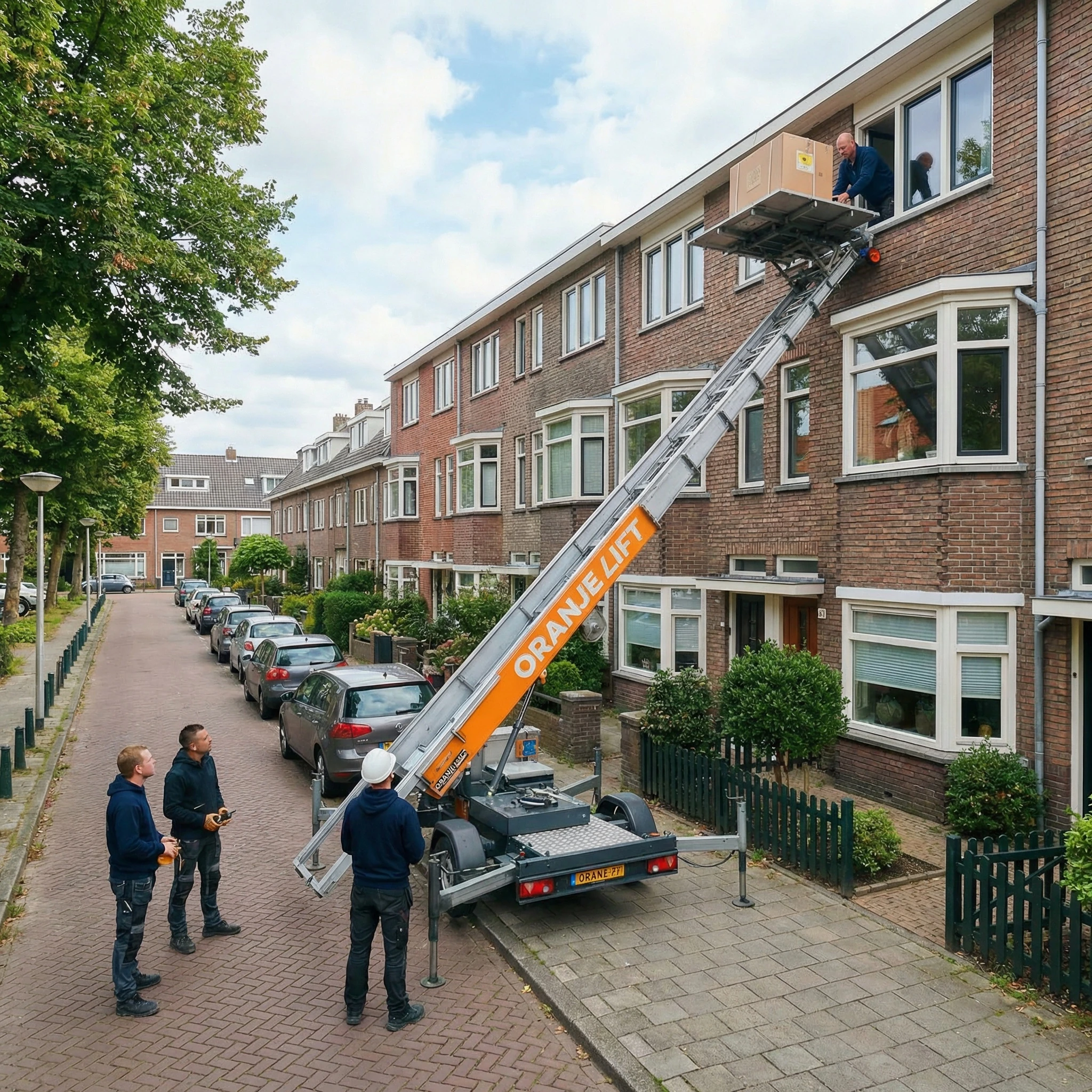 Verhuislift in woonwijk straat